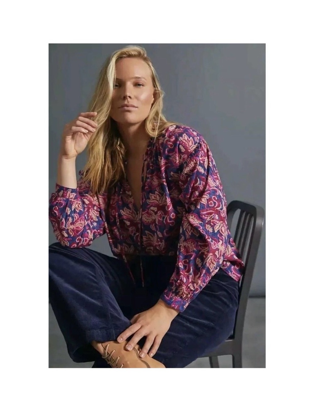 Anthropologie x PILCRO Lucille peasant blouse women’s XS floral boho hippie